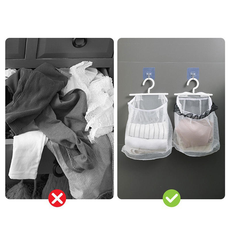 Wall Mounted Dirty Clothes Basket Foldable Mesh Laundry Bag For Bathroom Bedroom Household Storage Hanging Organizer Space Saving Hamper