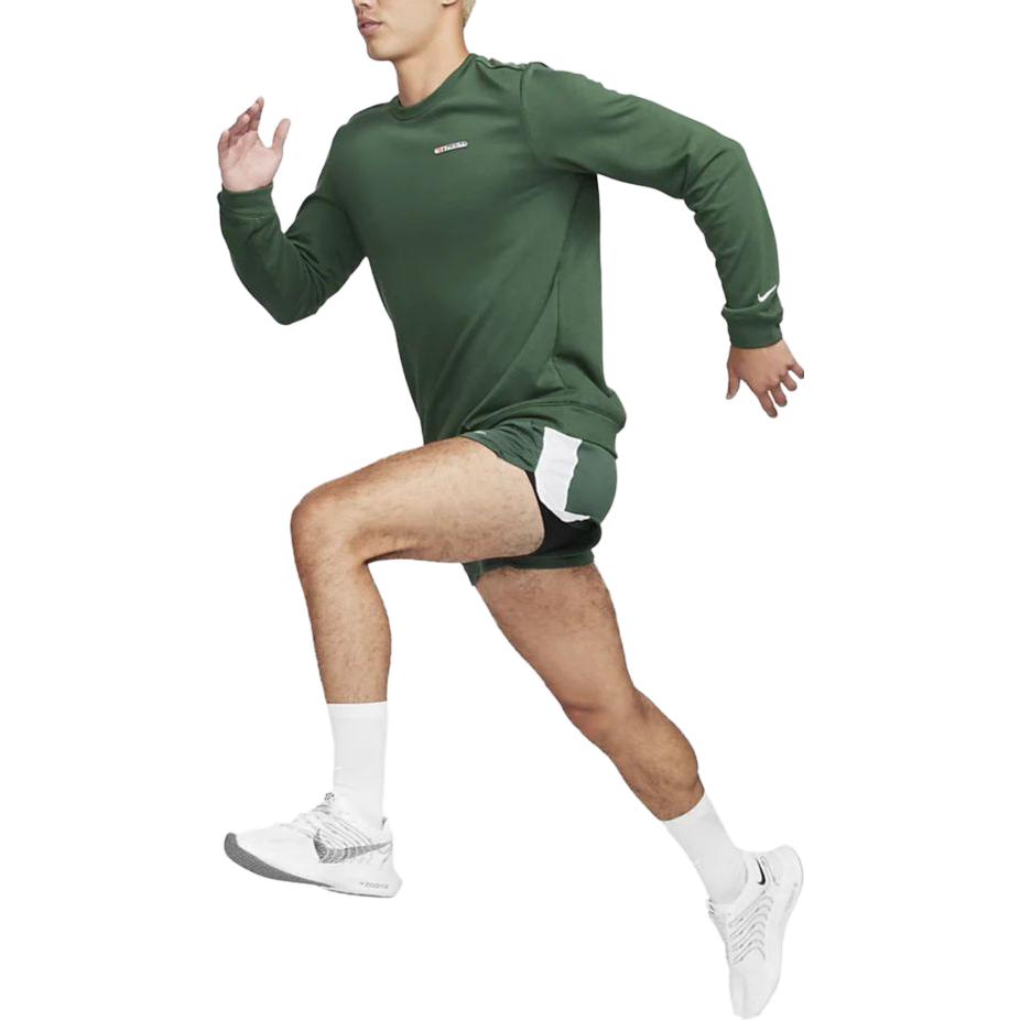 Nike Dri-Fit Track Club Düz Bisiklet Yaka Spor Hızlı Kuruyan Uzun Kollu Tişört Erkek Üstler Ladin Yeşili FB5510-323