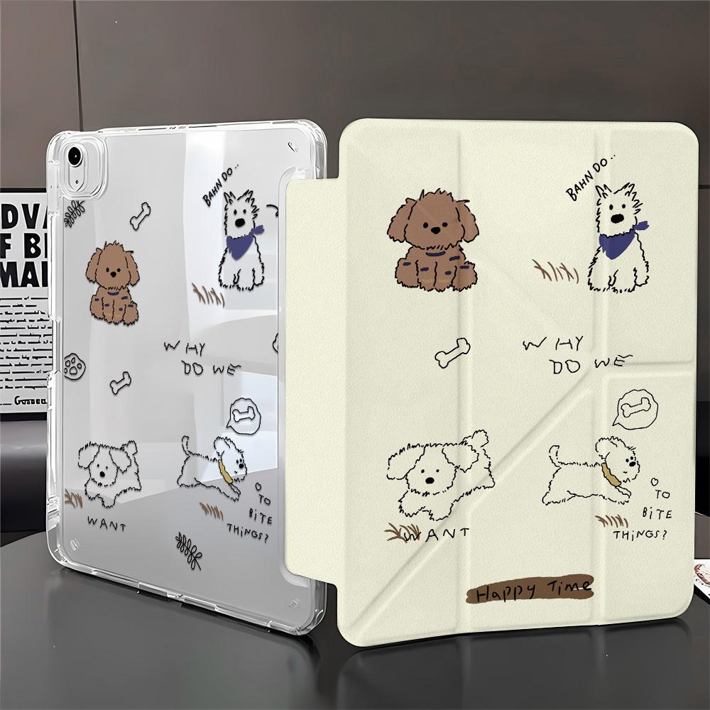 Cute Puppy Y Three Fold for Ipadair6/5 Protective Case 10/9/8 Generation 11 Inch Pro Anti-drop and Anti-bend MINI