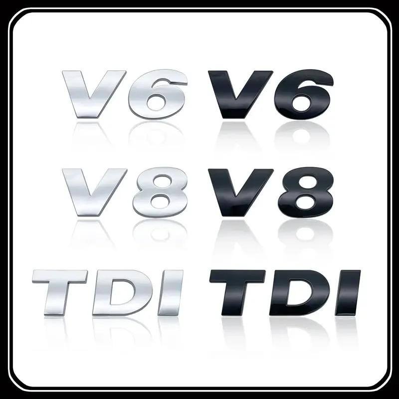 SVLHP1 ABS Electroplated Car Sticker V6 V8 Emblem Tail Badge Decal For VW Touareg TDI Car Accessories