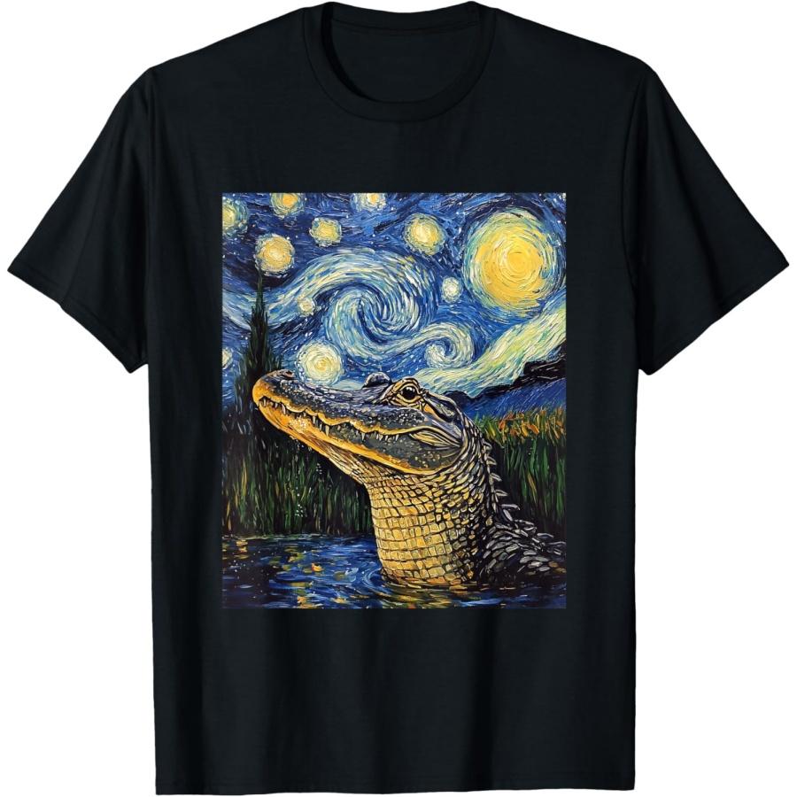Аллигатор - Стиль Ван Гога - Футболка «Звездная ночь» XXXXXL