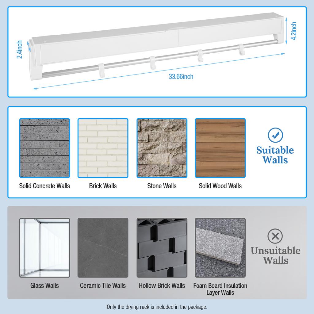 Wall Mounted Clothes Drying Rack Indoor, Retractable Collapsible Towel Drying Rack Clothing Drying Racks For Hanging Clothes