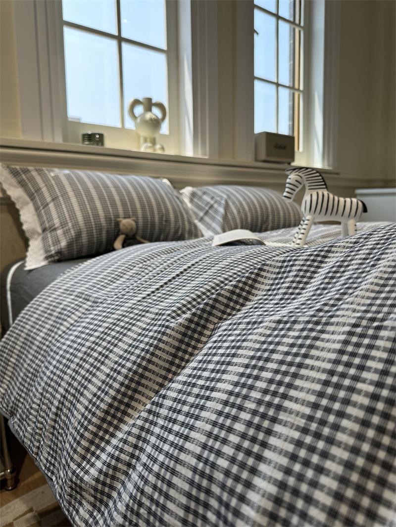 

Ins, окрашенный в пряже, стираный хлопок, абрикос, жаккардовый комплект для кровати с сердечками для девочек, комплект из четырех предметов, хлопковое пододеяльник из трех предметов 1.2m bed sheet 3pcs