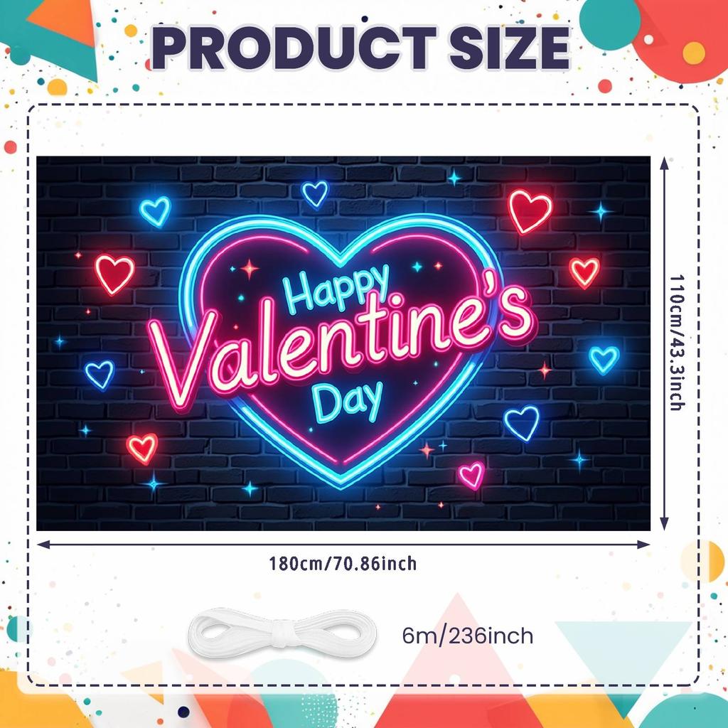 Love Party Banner Heart Pattern Valentine's Event Backdrop Happy Valentine's Day Banner Gift Box Design For Photo Shoot Lover's