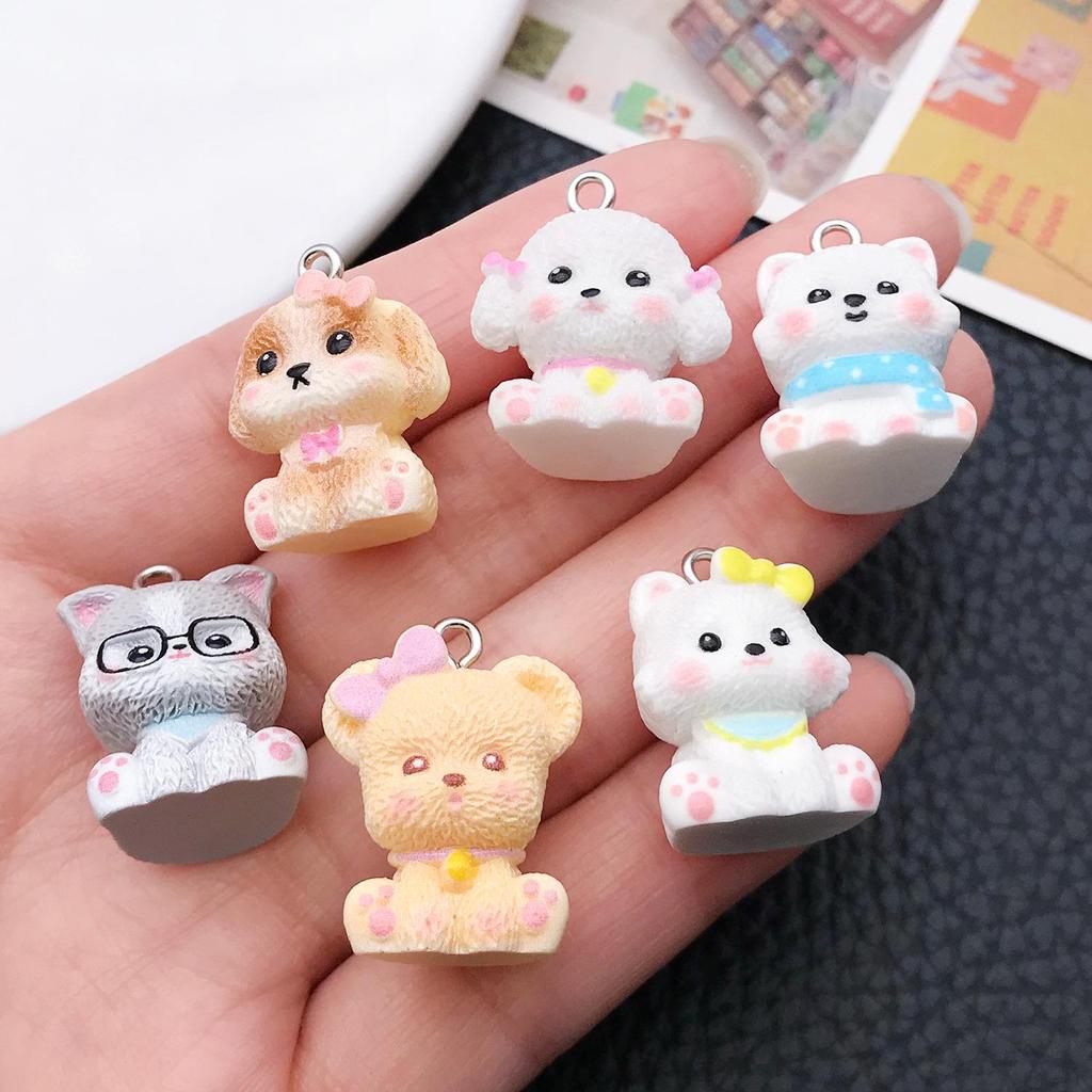 Cute 3D Resin Husky Schnauzer Teddy Pendant - DIY Bracelet & Necklace Charm