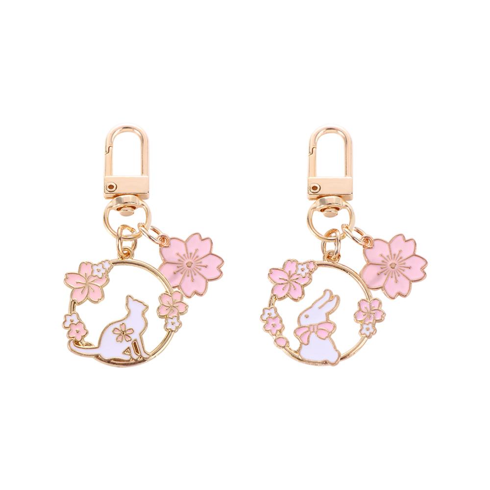 Accessories Headset Pendant Bag Ornaments Pink Sakura Rabbit Cat Keychain Bag Pendants Key Rings
