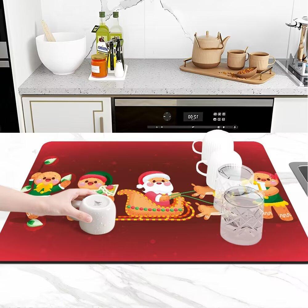 

Новый Рождественский впитывающий противоскользящий коврик для слива, легко чистящийся коврик 50*60cm