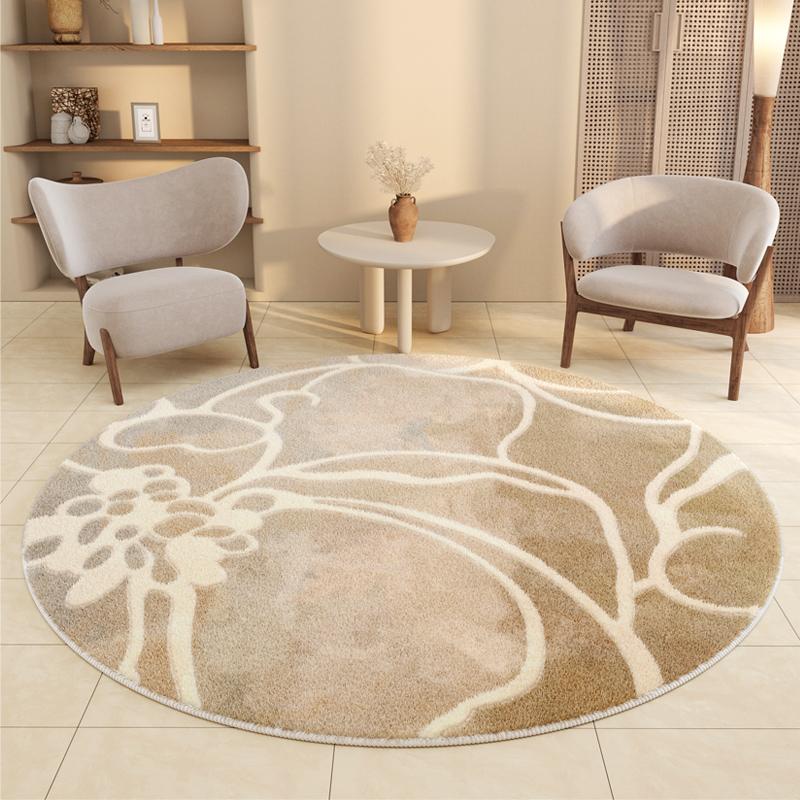 Cream Style Bedroom Decor Round Carpet Light Luxury Carpets for Living Room Thick Plush Bedside Floor Mat Fluffy Soft Lounge Rug