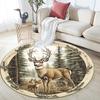 Deer Forest Round Area Rug,Carpet Rug for Living Room Bedroom Sofa Playroom Decor,Non-slip Floor Mat