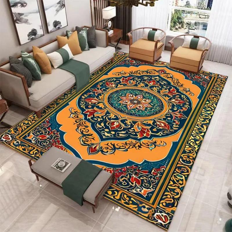Symmetrical Flower Pattern Carpet Fashionable Living Room Decoration Large Area Floor Mat Corridor Balcony Anti Slip Door Mat