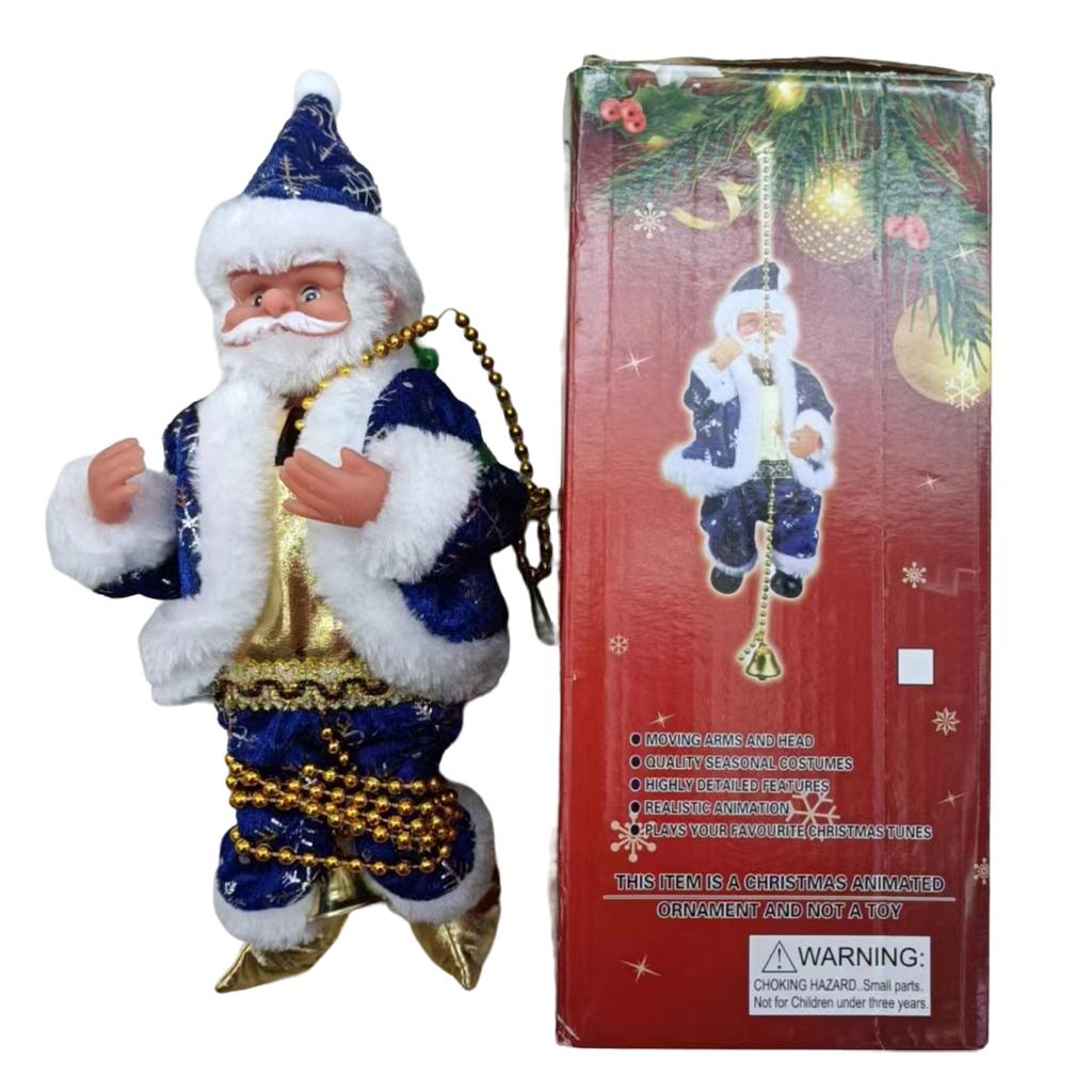 Jultomte Klätterpärlor Batteridriven Elektrisk Klättra Upp och Ner Klättrande Tomte med Ljusmusik Juldekoration Ornament