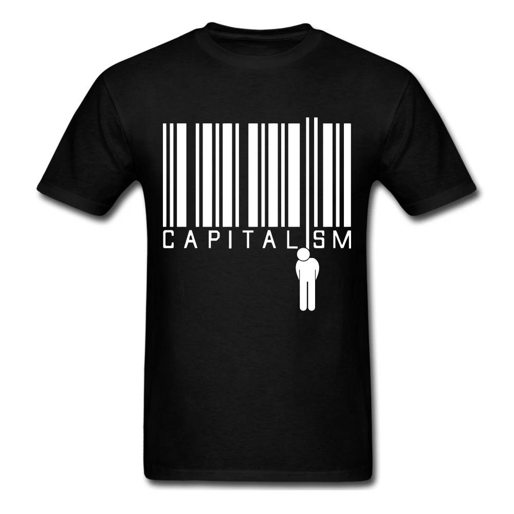 Capitalism capital government hanging man bar code graphic Protest Tee t-shirt L