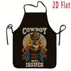 1pc "Troublemaker Cowboy" Apron Suitable for Cooking, Baking, Grilling, Gardening & Painting - Reusable Western Cowboy Print Apron with Horse & Cactus