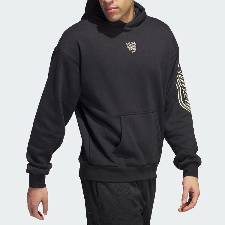 adidas PRZYWDZIEWAĆ. Wybierz Bluzę z Kapturem Wzór z Literami Nadruk Mitchell Koszykówka Sportowa Bluza Męska bluzy Czarna IJ0273