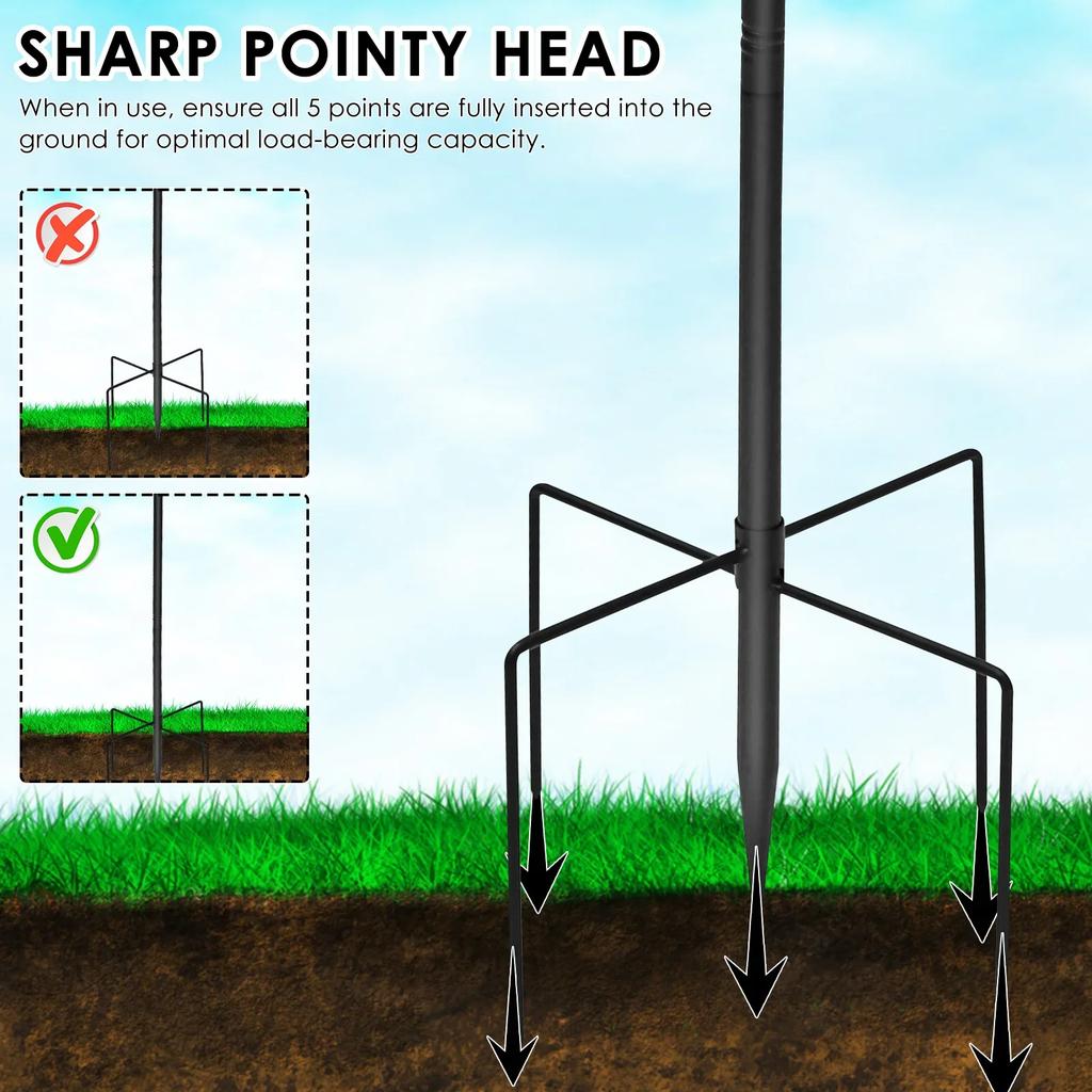 Double Shepherd Hooks 76inch Metal Bird Feeder Pole with 5 Prongs Base Adjustable Shepherd Crook Garden Hooks for Outdoor Decor