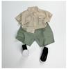 Baby Jungen Baumwoll-Leinen Gestreiftes Hemd & Shorts Set - Kurzarm Sommer Outfit