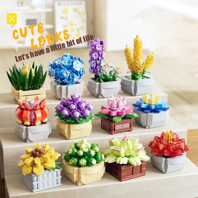 ToylinX Succulent Flower Potted 115PCS Building Blocks Toy Model Garden Kids And Adult  Festive Gifts Christmas Halloween Easter