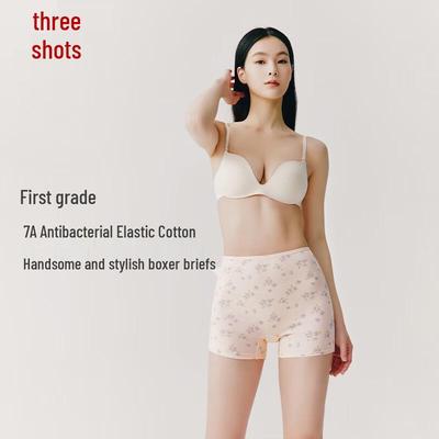 Sanqiang Damen 7A Antibakterielle Baumwoll-Boxershorts mit Botanischem Druck