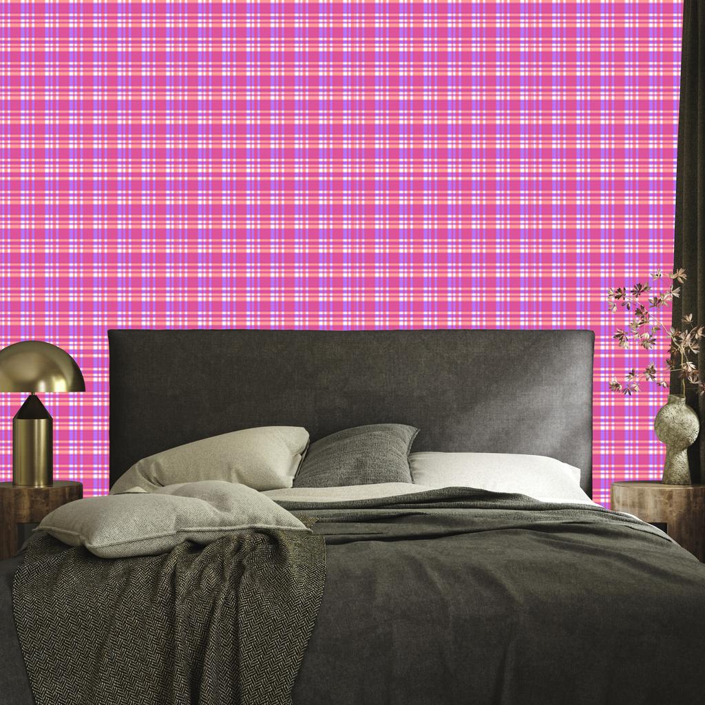 Powder Pink and Lavender Checkered Wallpaper for Living Room and Bedroom 50x1000