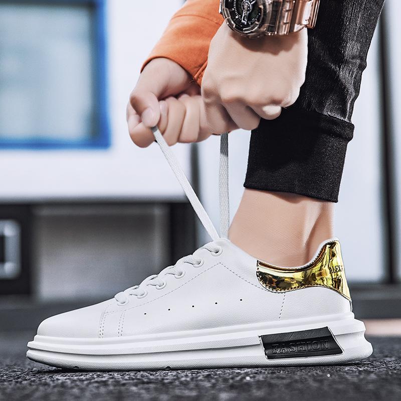 Nuevas zapatillas blancas para hombres zapatillas de cuero de PU planas  tabla Casual Cómodo Hombres Running Zapatos deportivos comprar a buen  precio — entrega gratuita, reseñas reales con fotos — Joom