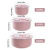 Wheat Straw Food Storage Bowl Set 3 Pieces With Lids Microwave Safe Plastic Bento Lunch Box Round Containers For Meal Prep Snack