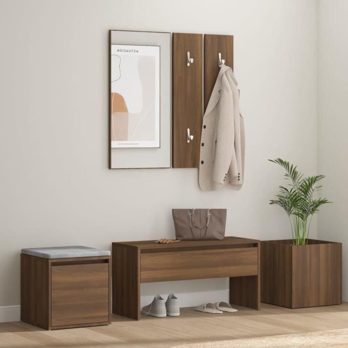 3120202 vidaXL Hallway Furniture Set Brown Oak Engineered Wood