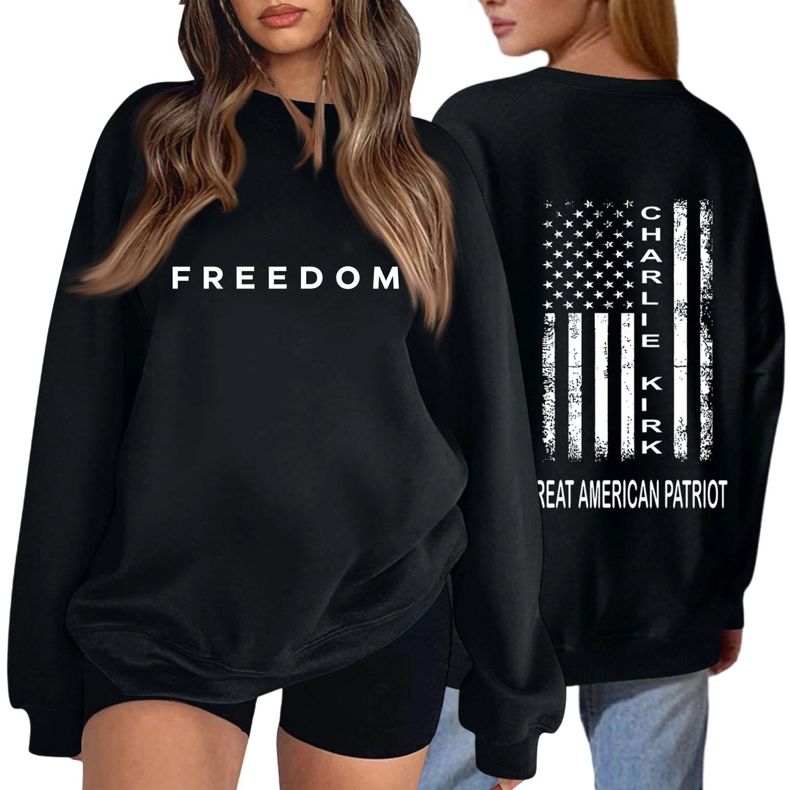 

Womens Fashion Tops Casual Crewneck Striped Long Sleeve Loose Pullover Shirts L чёрный