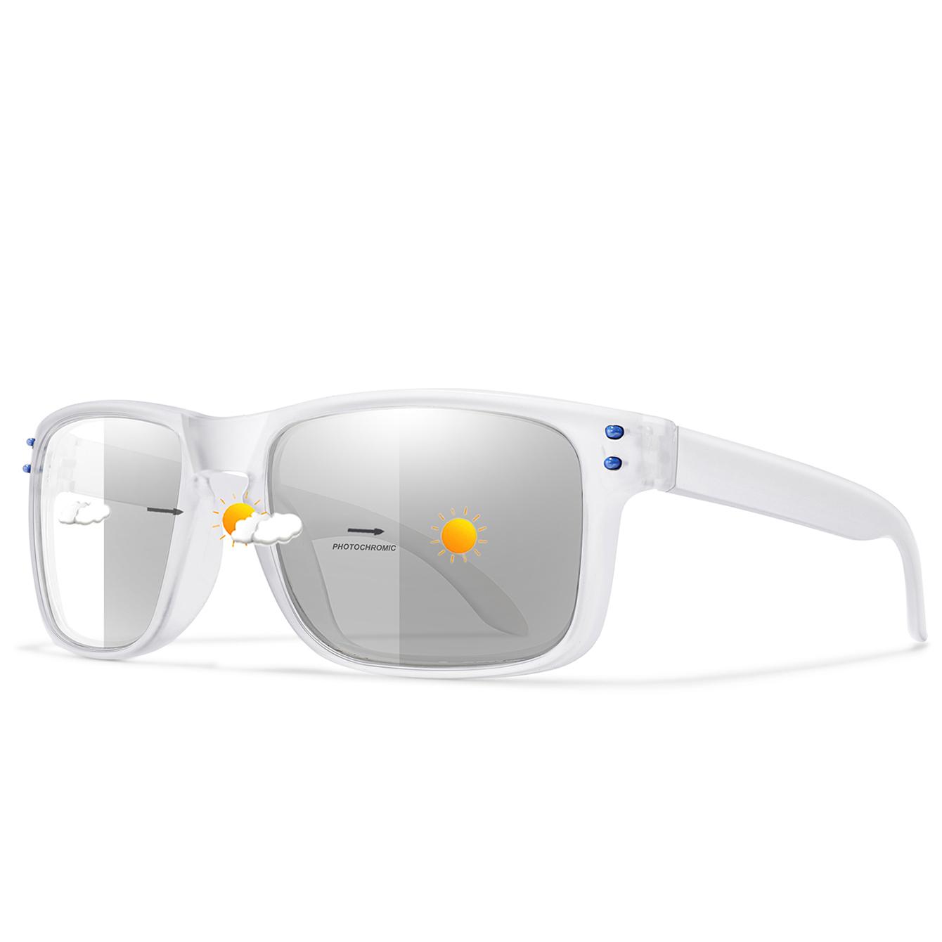 

1 & 2 Pairs Photochromic Cycling Sunglasses Outdoor Sport MTB Bicycle Eyewear Square Windproof Classic Goggles Simple Fashion