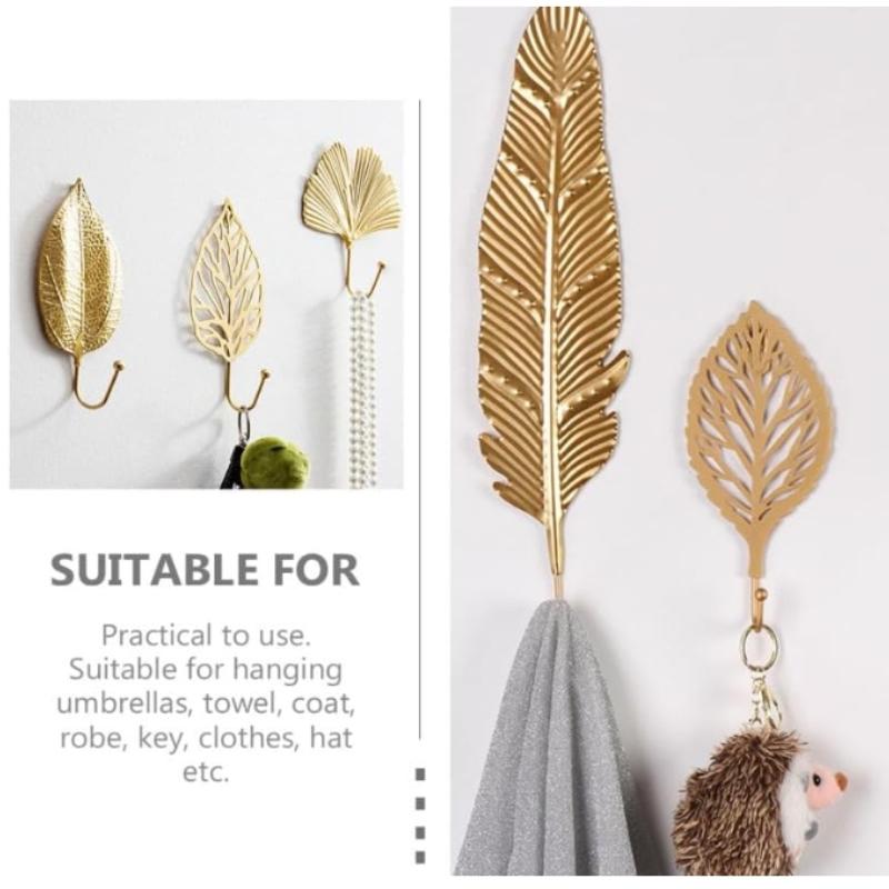 Leaf Design Wall Hooks Multi-Function Towel Holder Sundries Organizer Iron Art Coat Hook for Bathroom Bedroom Kitchen Decor