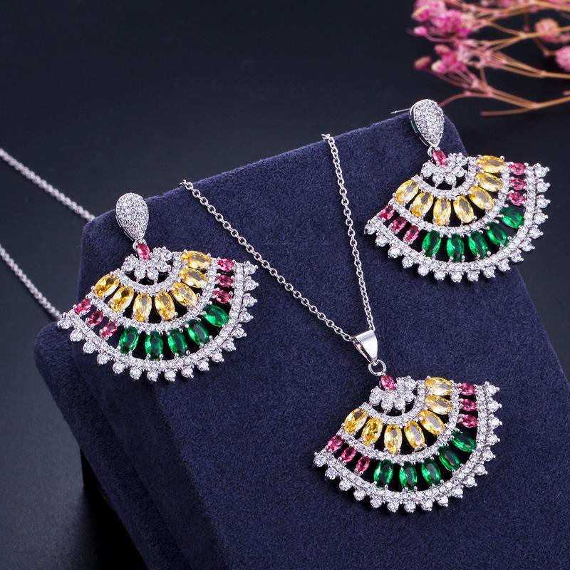 

Ki0107 Creative Pendant Earrings Two-Piece Set 3A Zircon Micro Inlay Set