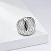 New Fashion Stainless Steel Grid Pattern Ring for Women Party Jewelry