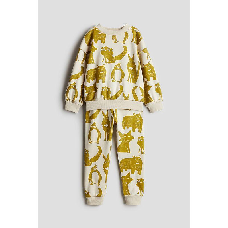 

HM Children s Clothing Boys Suit 2-Piece Autumn Print round Neck Long Sleeves Sweatshirt and Sweatpants 1191068 White/Animal 100/56(2-3Y)