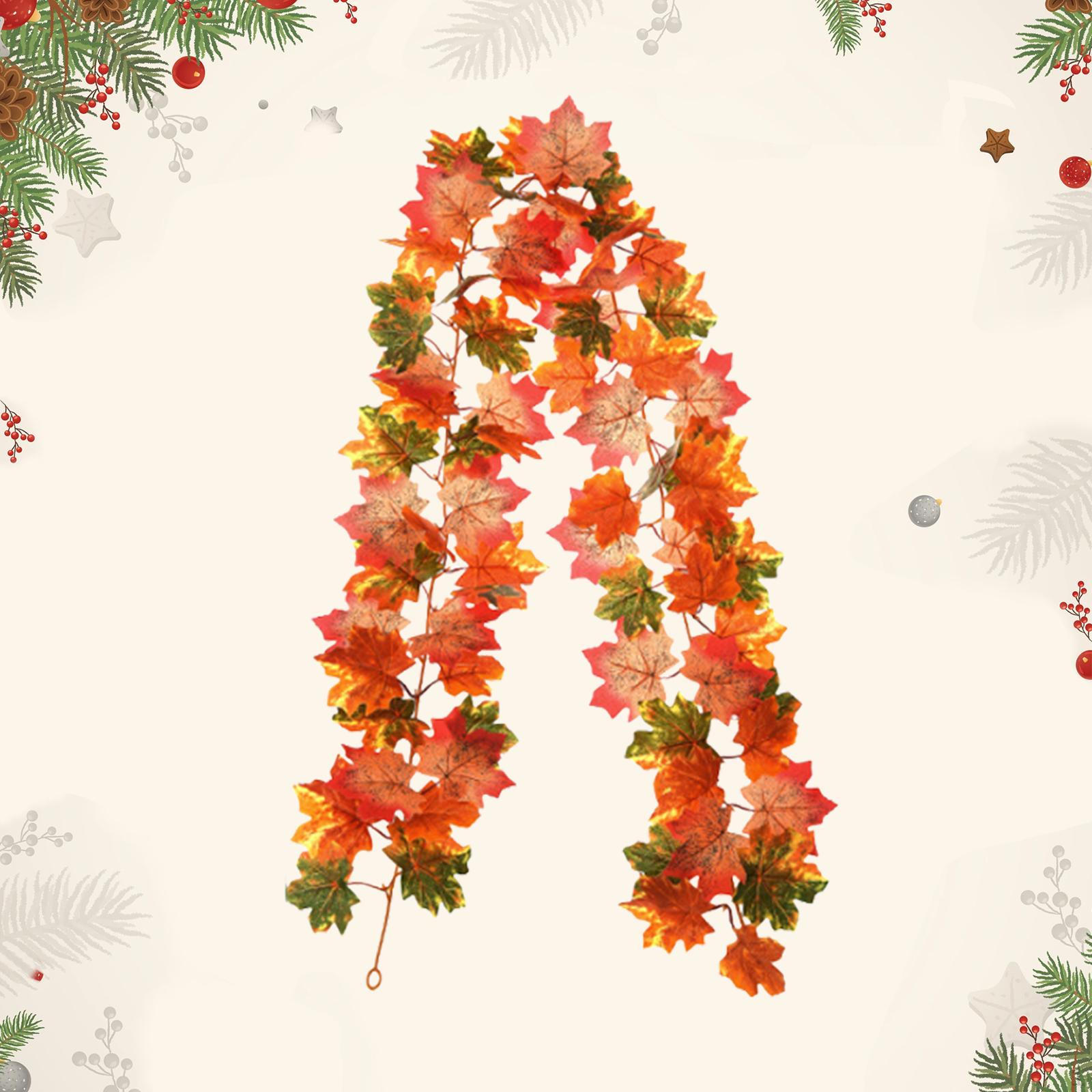 

Осенняя гирлянда из листьев Осеннее празднование Балкон Многоразовая День благодарения Рождество Реалистичная Style B
