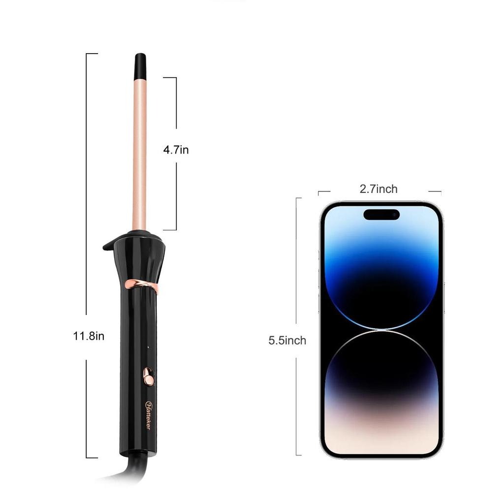 Hatteker Hair Curling Wand 9MM Tapered Curling Iron Professional Ceramic Hair Curler Wand for Long&Short Hair