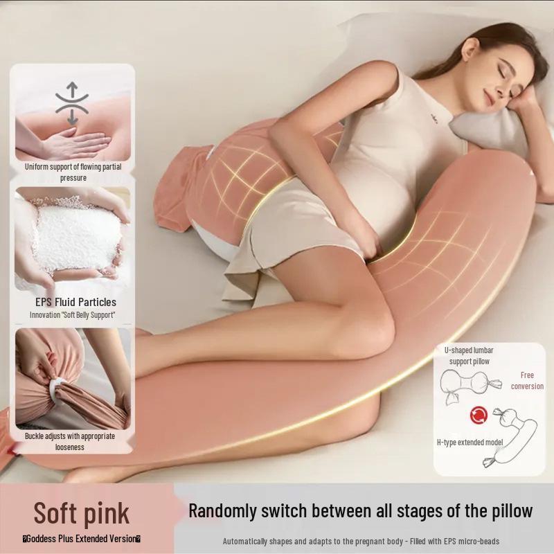 U-Shaped Lumbar & Belly Support Pregnancy Pillow for Side Sleeping