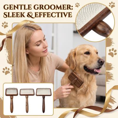 Pet Grooming Brush Wooden Handle Slicker Brush Fine Wire Bristles for Removing Loose Hair and Dirt from Pet Fur Suitable for Dogs and Cats