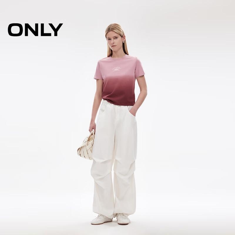 ONLY 2025 Fall Gradient Letter Short Sleeve T-Shirt S