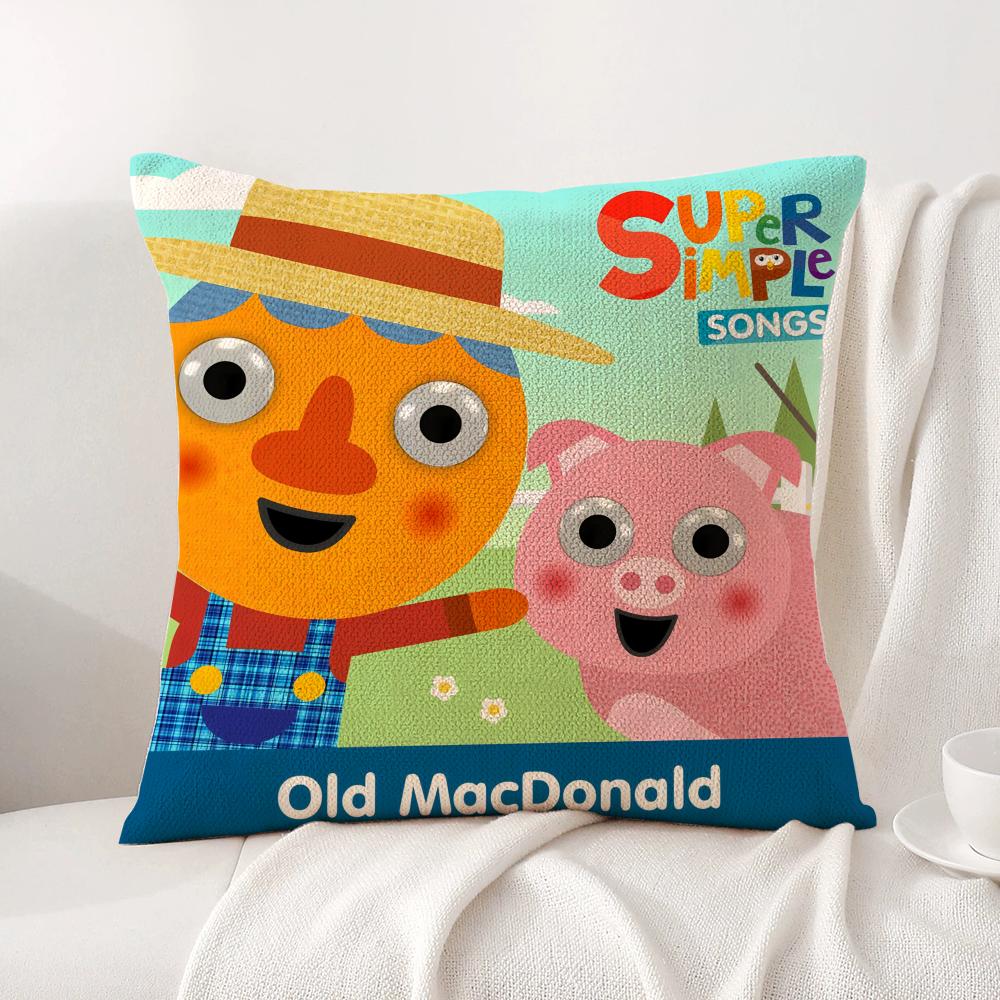 Cartoon Noodle Pals Cushion Cover Natural Linen Organic Fabric DoubleSided Printing Sofa Home Decor Breathable Bed Pillow