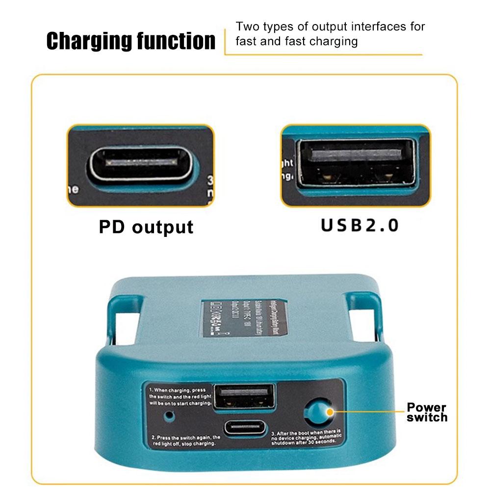 For Makita 18V Battery USB Type-C Battery Holder BL1840 BL1850 BL1860 Charger Adapter Fast Charging Shelf Rack Storage Case