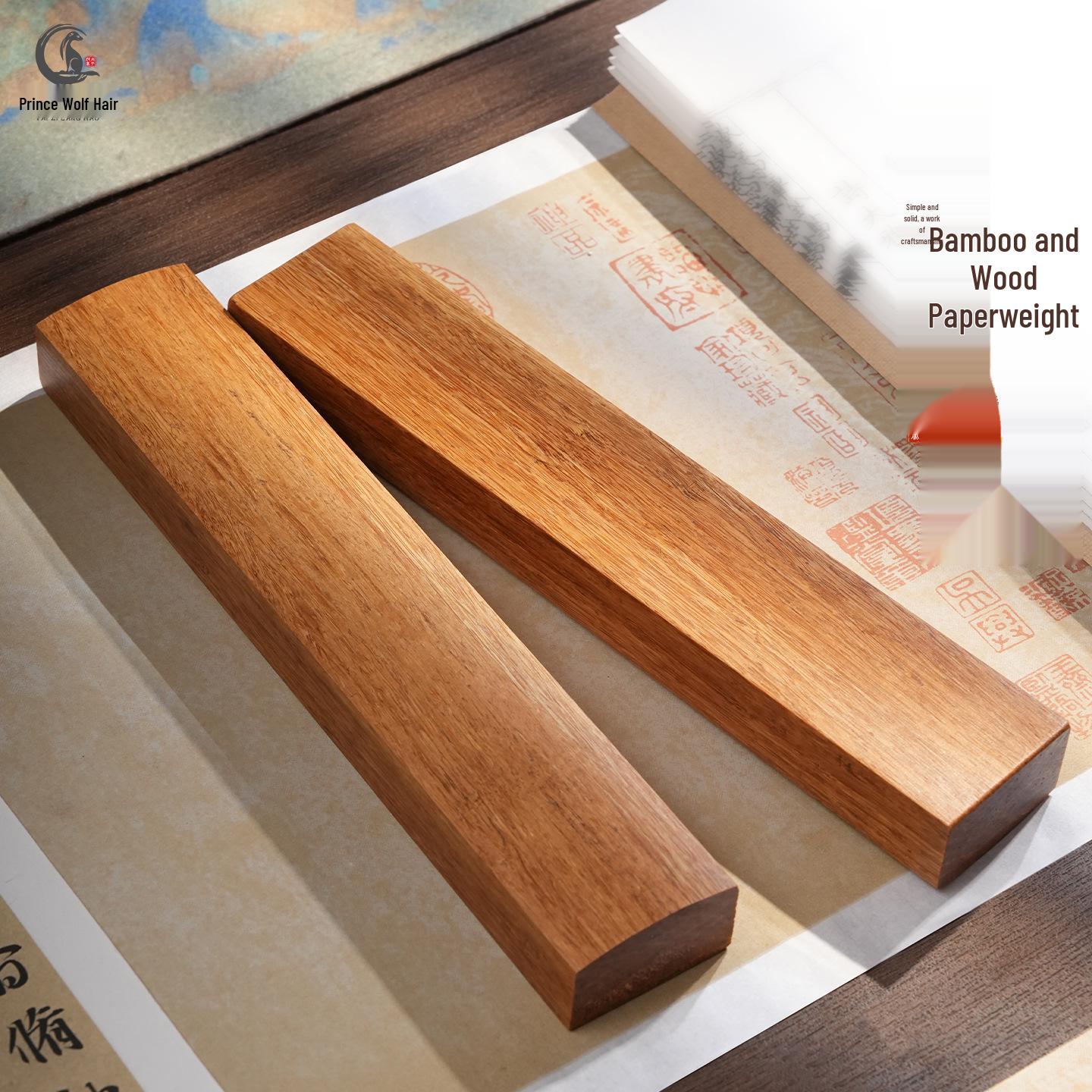 

Bamboo Wood Calligraphy Paperweight for Student Beginners - Small & Large Options 18cm pair