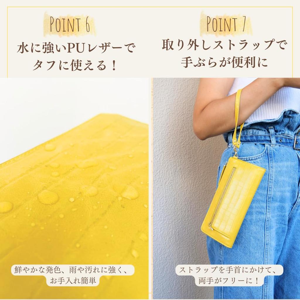 World Closet Damen-Langbörse, "Wind Ära" Buntstiftbörse, L-förmiger Reißverschluss, Platz für 24 Karten, Großes Fassungsvermögen, Krokodilprägung Emaille, mit