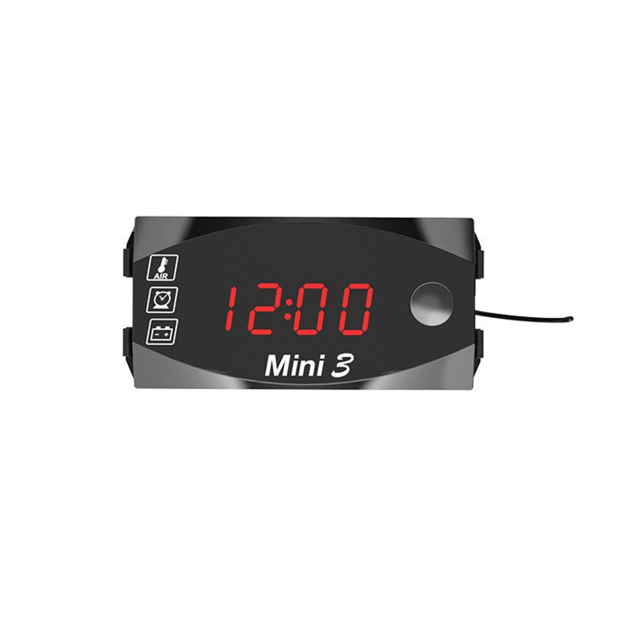 Mini 3-in-1 LED Display Motorcycle Air Temperature & Time Clock & Voltmeter Volt