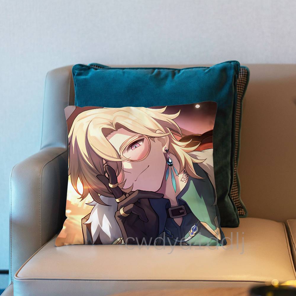Aventurine HHonkai Star Rail HSR Cushion Cover Pillow Cover Decor Pillowcase Printed Cushion Case For Couch