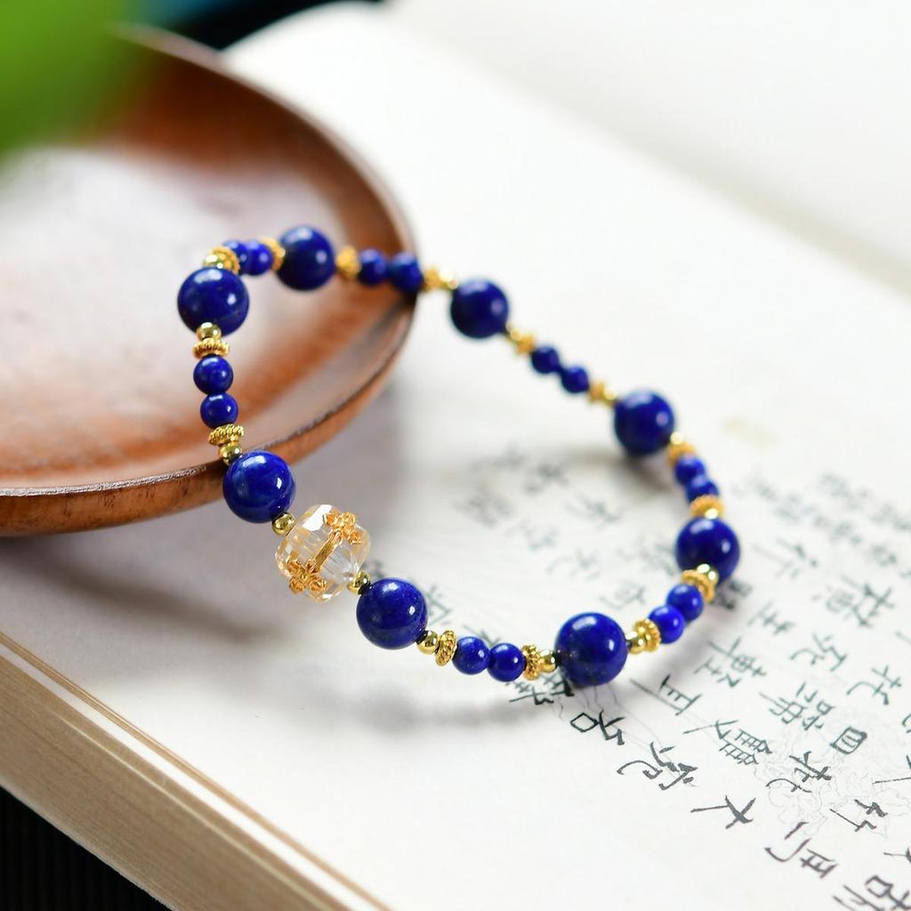 Chinese Style Lapis Lazuli 925 Silver Vajra Bracelet