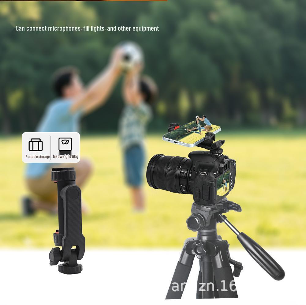Versatile Rotating Phone Clip: Attach To Camera Cold Shoe for Horizontal/Vertical Use with Fill Light, Monitor, Speaker, Etc.