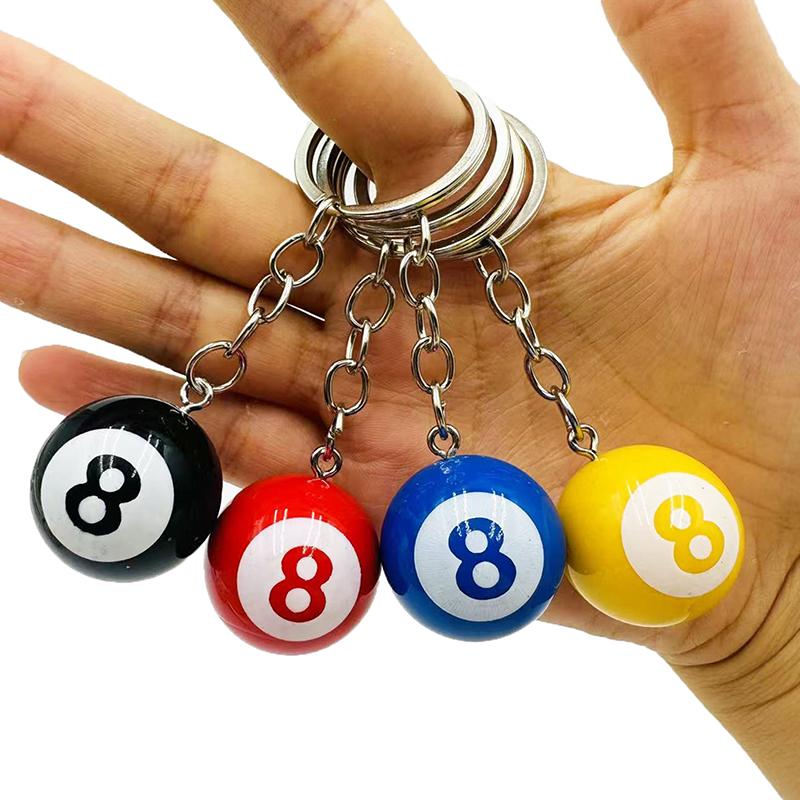 Creative Billiard Pool Keychain Table Ball Key Ring Lucky Black No.8 Key Chain 25Mm Resin Ball Jewelry Gift