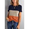 Spring Summer Color Blocked Short Sleeved T-shirt Women's Loose Versatile Top Color Blocked