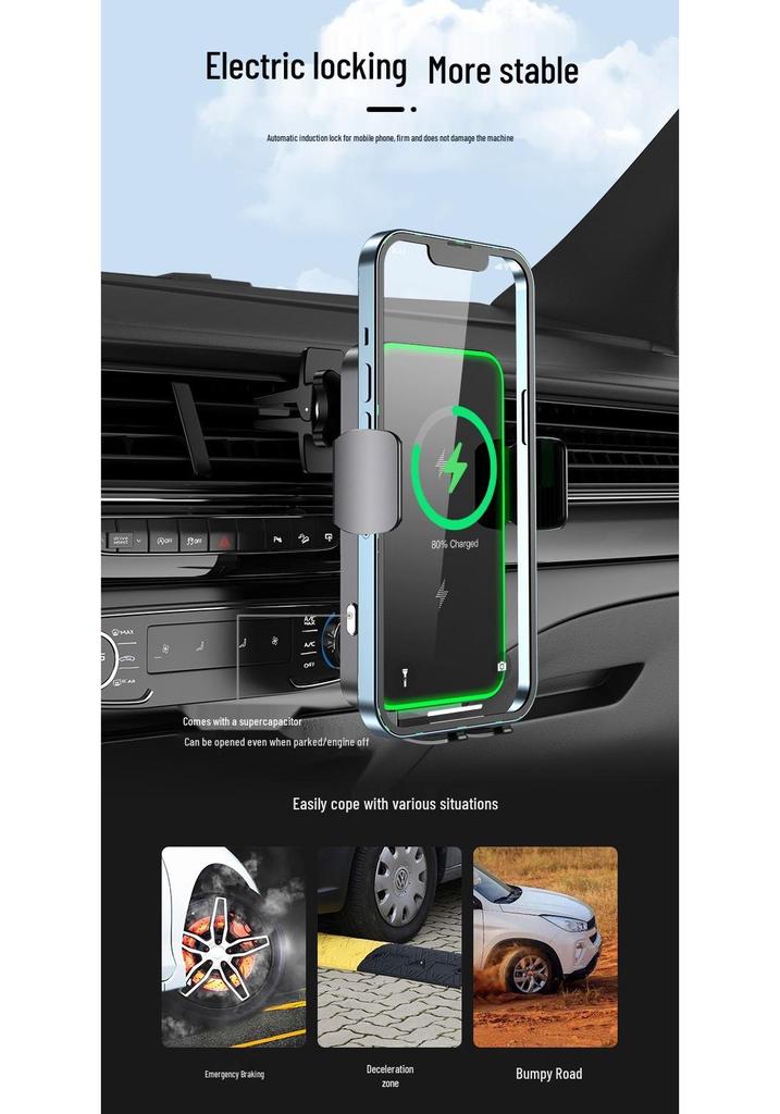 Kabelloses Dual-Coil-Autoladegerät & Navigations-Handyhalterung