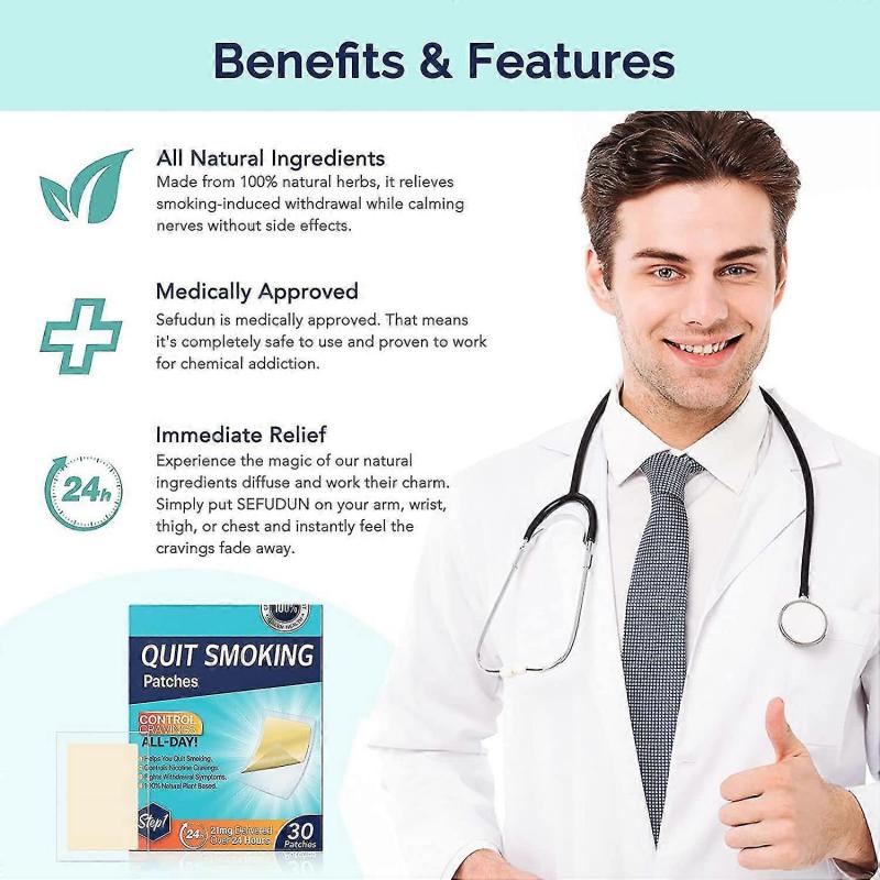 21mg Hulpmiddel bij het stoppen met roken Stoppen met roken Pleister Veiligheid Anti-rook Stickers Hulpmiddel bij het stoppen met roken Eenvoudig en effectief Anti-rook Stickers 30 Pleisters