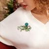 Luxury Rhinestone Octopus Brooches for Women Unisex Marine Life Pins Friend Event Party New Gifts Jewelry Decoration Accessories